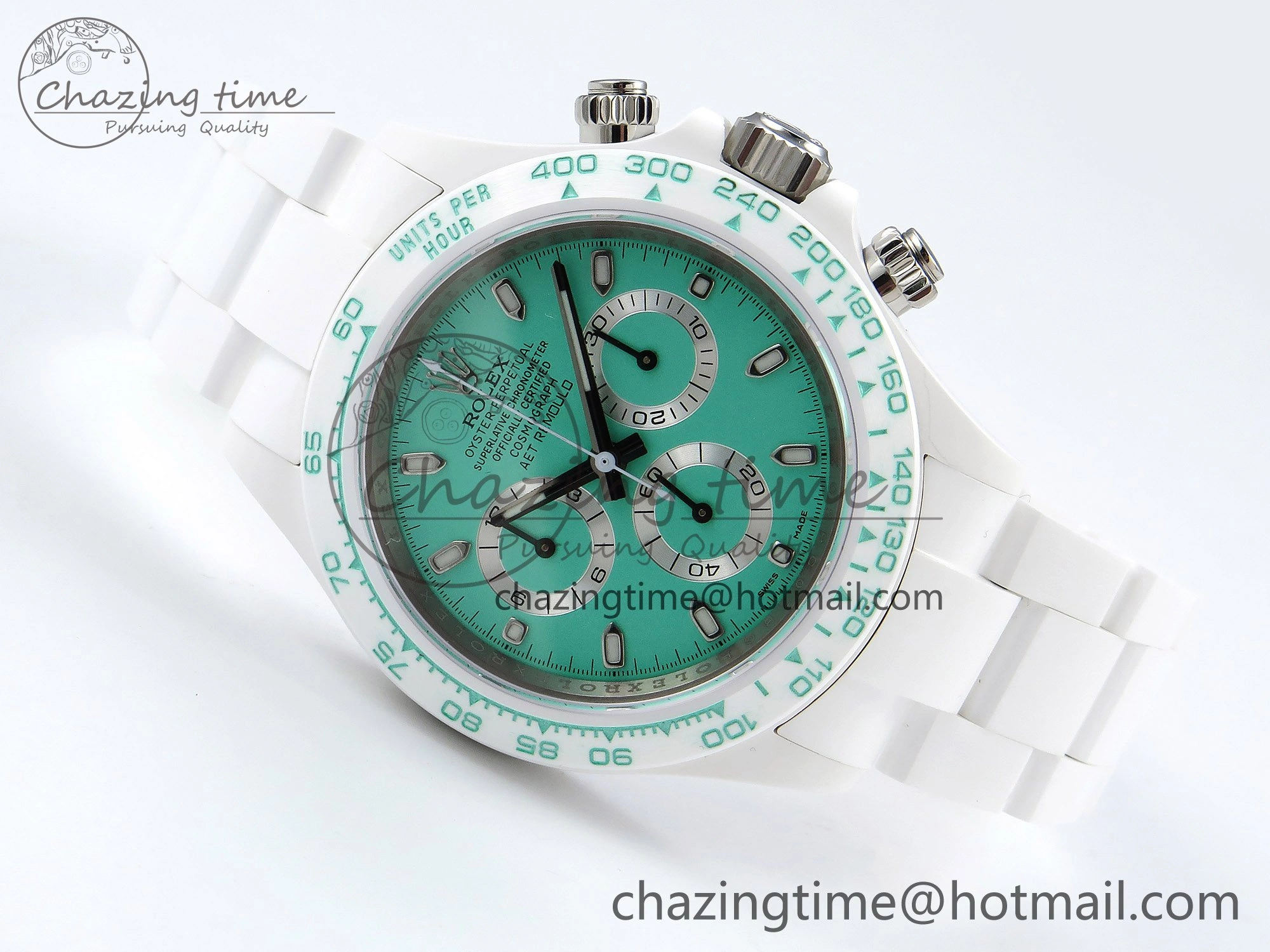 Modern Daytona AET White Solid Ceramic Case and Bracelet Avocado Green Dial ZF 1:1 Best Edition SH 1649