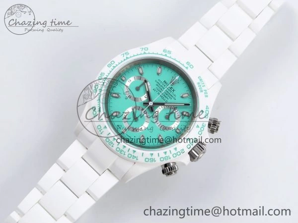 Modern Daytona AET White Solid Ceramic Case and Bracelet Avocado Green Dial ZF 1:1 Best Edition SH 1649