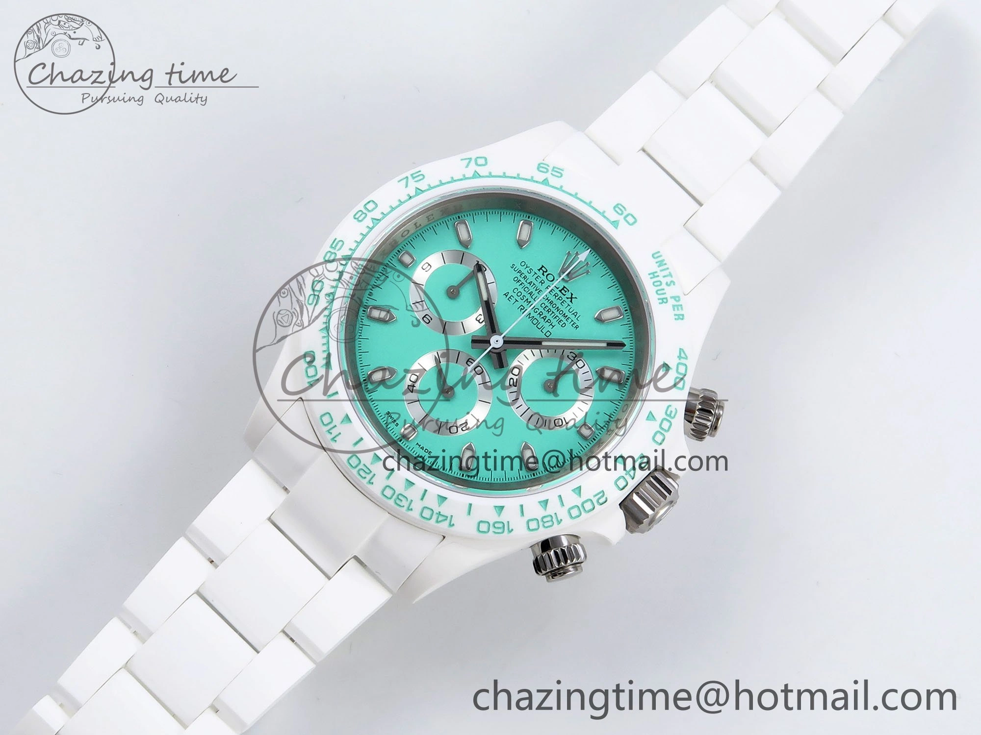 Modern Daytona AET White Solid Ceramic Case and Bracelet Avocado Green Dial ZF 1:1 Best Edition SH 1649