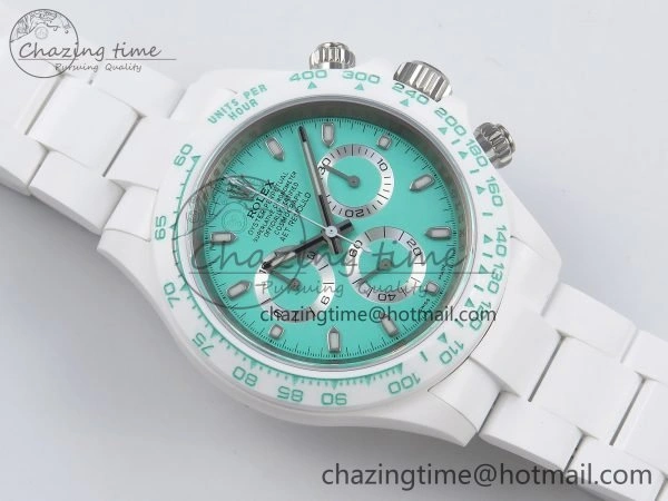 Modern Daytona AET White Solid Ceramic Case and Bracelet Avocado Green Dial ZF 1:1 Best Edition SH 1649
