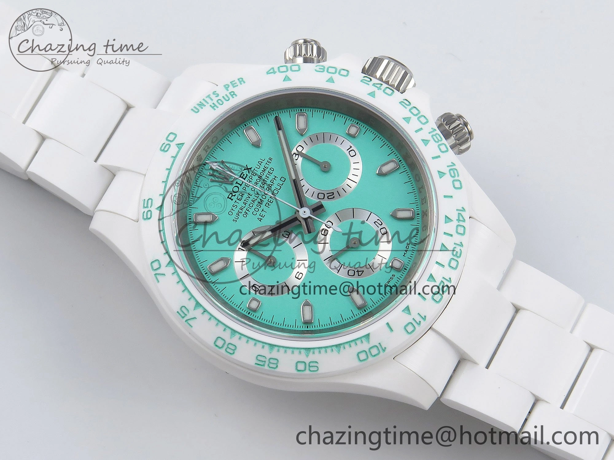 Modern Daytona AET White Solid Ceramic Case and Bracelet Avocado Green Dial ZF 1:1 Best Edition SH 1649
