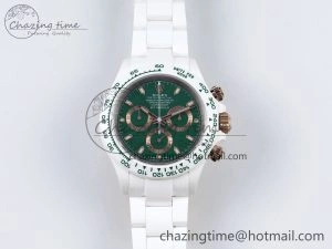 Daytona AET White Solid Ceramic Case and Bracelet Green Dial ZF 1:1 Best Edition SH Efficient 1651