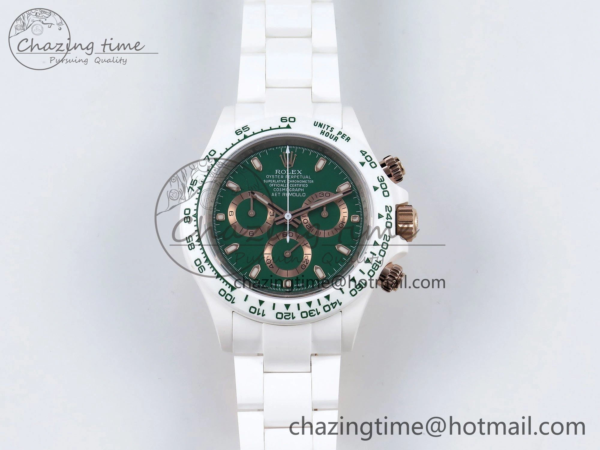 Daytona AET White Solid Ceramic Case and Bracelet Green Dial ZF 1:1 Best Edition SH Efficient 1651