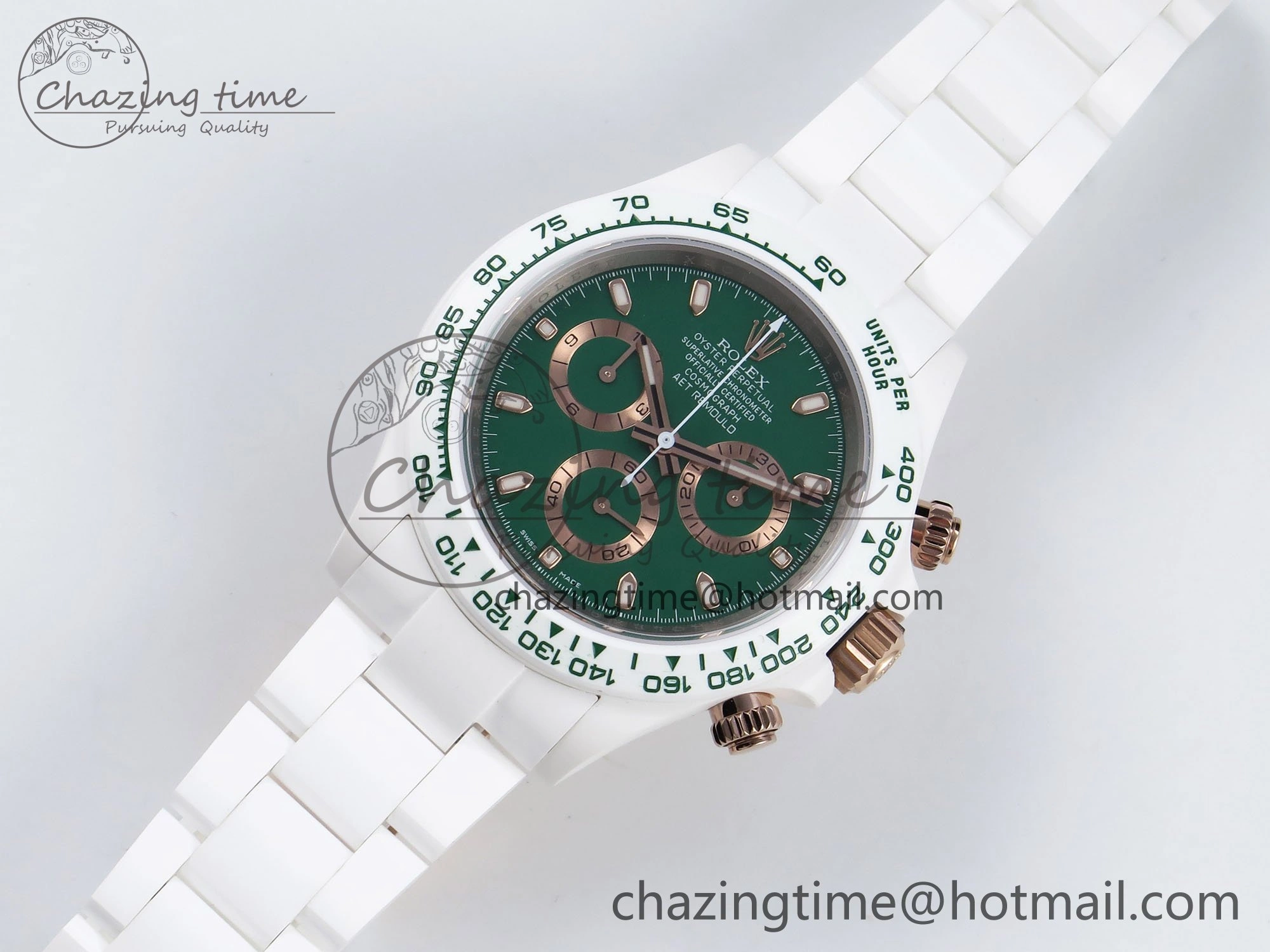 Daytona AET White Solid Ceramic Case and Bracelet Green Dial ZF 1:1 Best Edition SH Efficient 1651