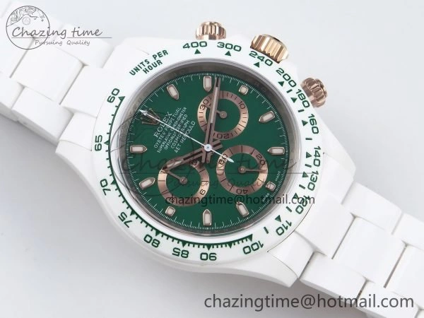 Daytona AET White Solid Ceramic Case and Bracelet Green Dial ZF 1:1 Best Edition SH Efficient 1651