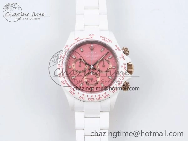 Daytona AET White Solid Ceramic Case and Bracelet Pink Dial ZF 1:1 Best Edition SH Contemporary 1650