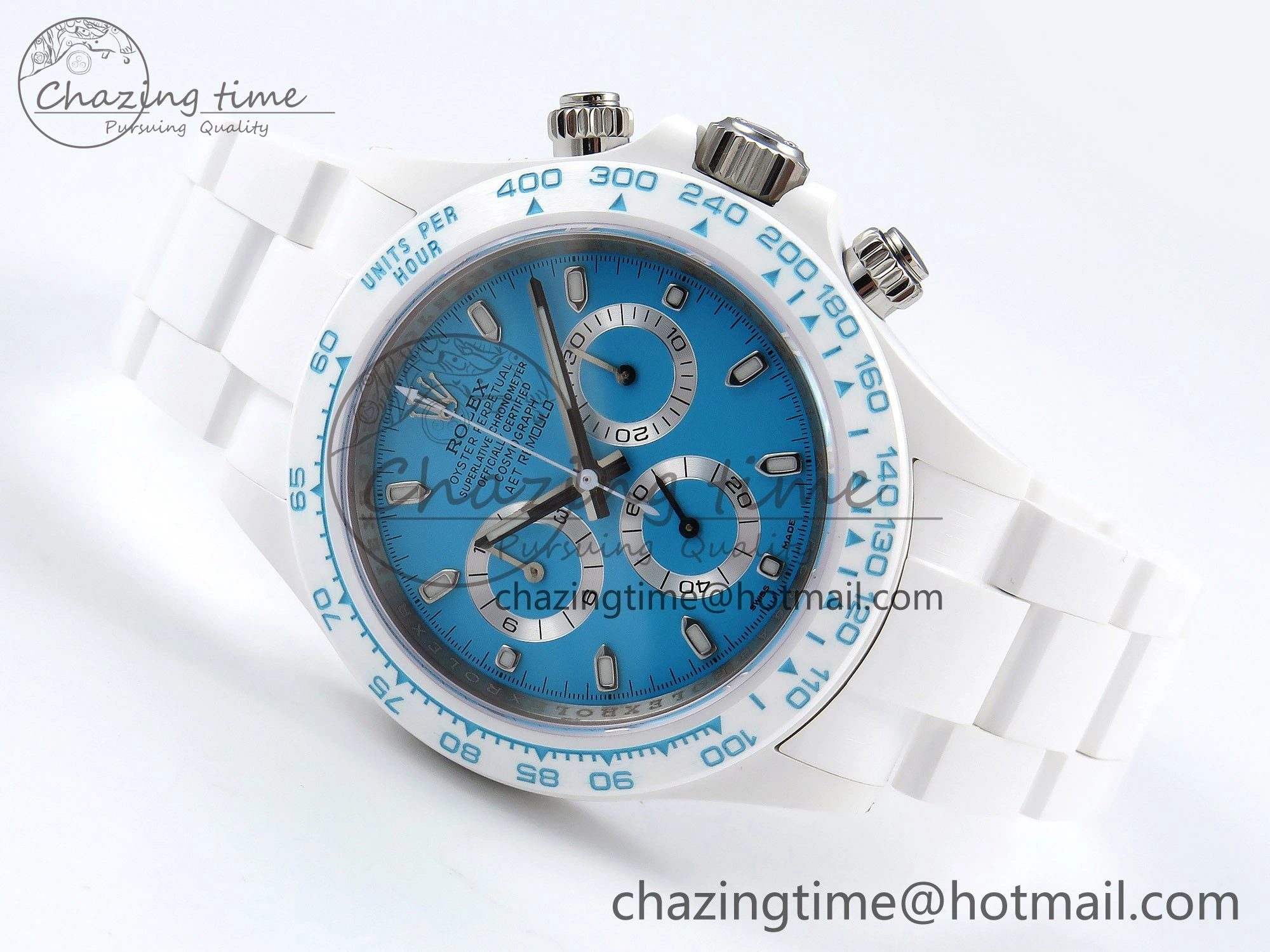 Packable Daytona AET White Solid Ceramic Case and Bracelet Tiffany Blue Dial ZF 1:1 Best Edition SH 1648
