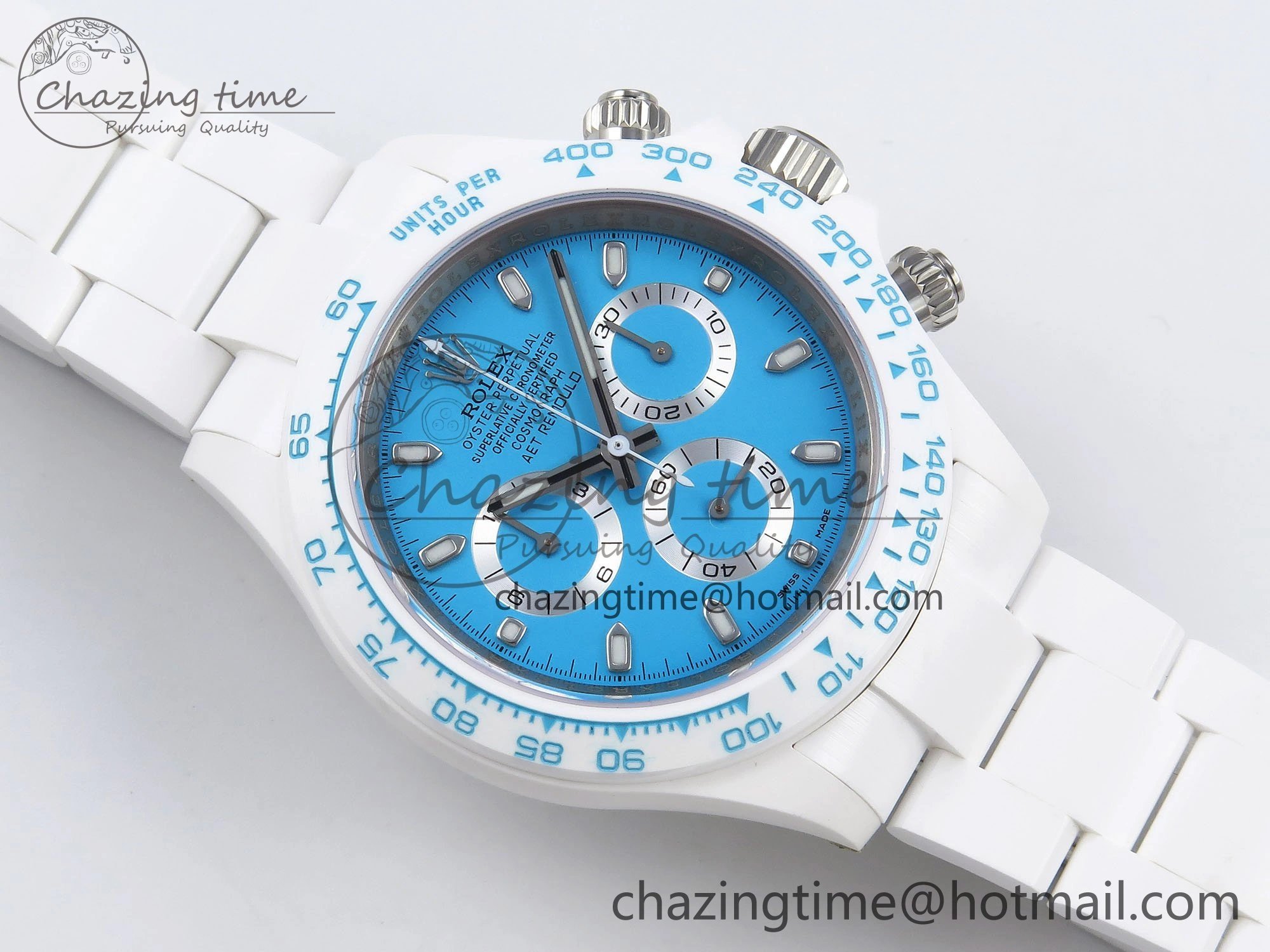 Packable Daytona AET White Solid Ceramic Case and Bracelet Tiffany Blue Dial ZF 1:1 Best Edition SH 1648