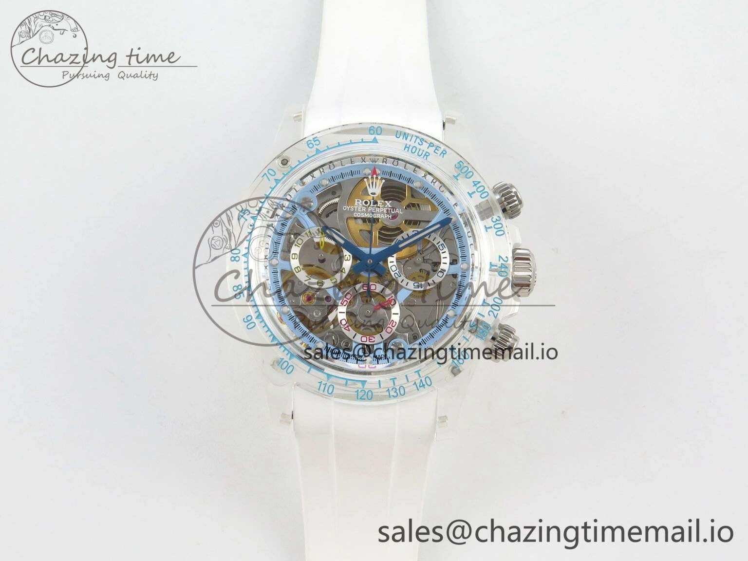 Daytona Aet Remould Transparent SONIC Best Edition Skeleton Dial on White Rubber Strap SA Bright 183