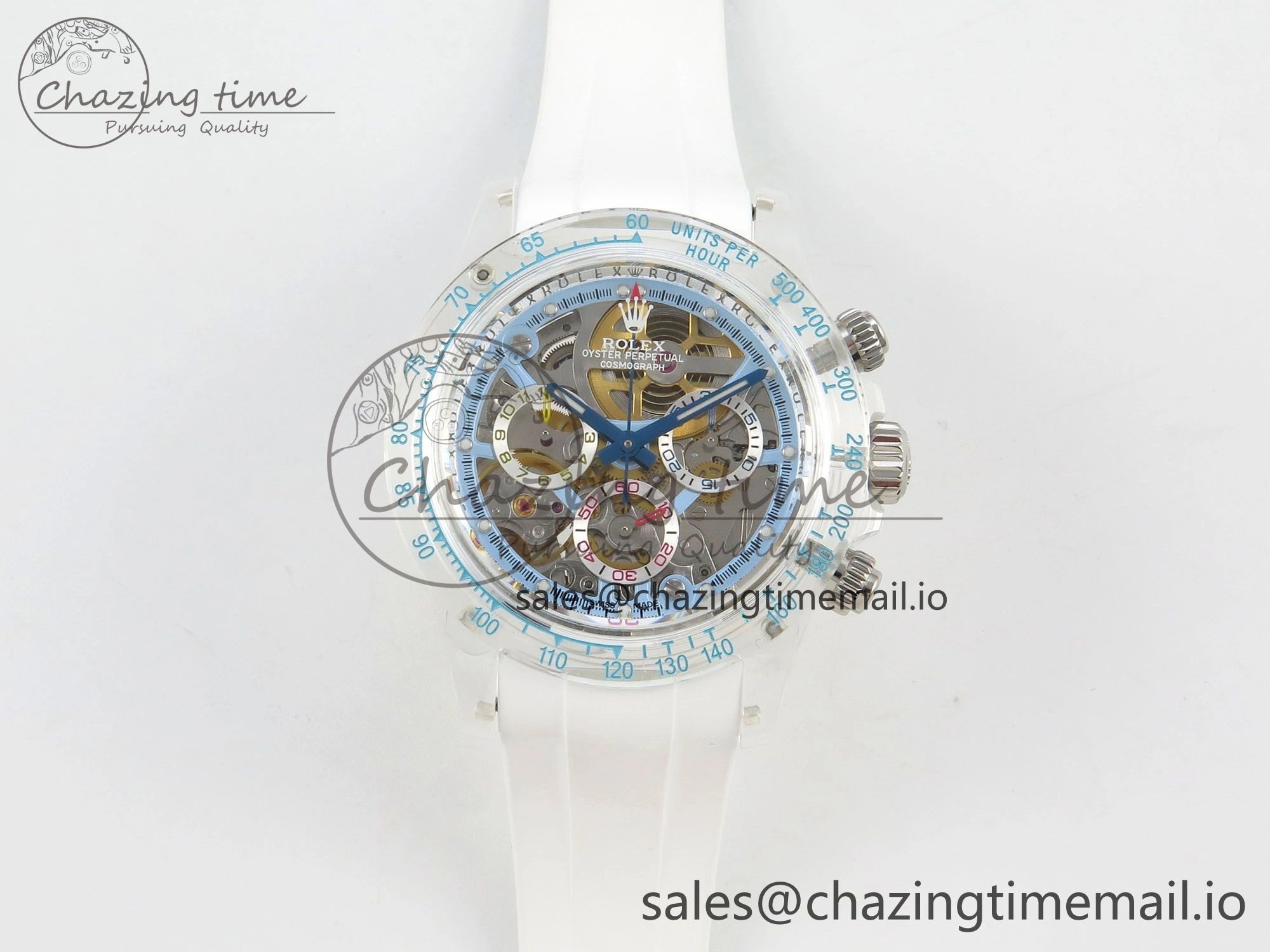 Daytona Aet Remould Transparent SONIC Best Edition Skeleton Dial on White Rubber Strap SA Bright 183