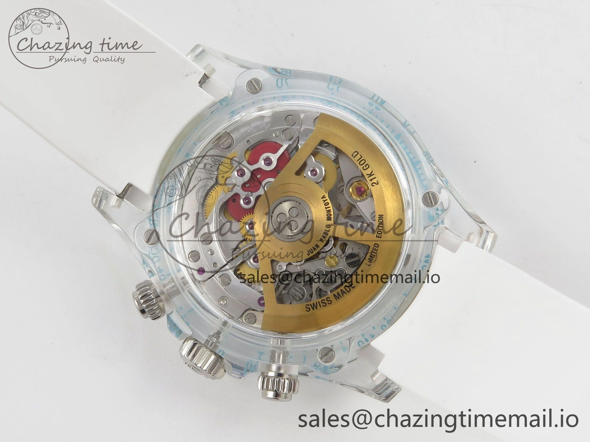 Daytona Aet Remould Transparent SONIC Best Edition Skeleton Dial on White Rubber Strap SA Bright 183