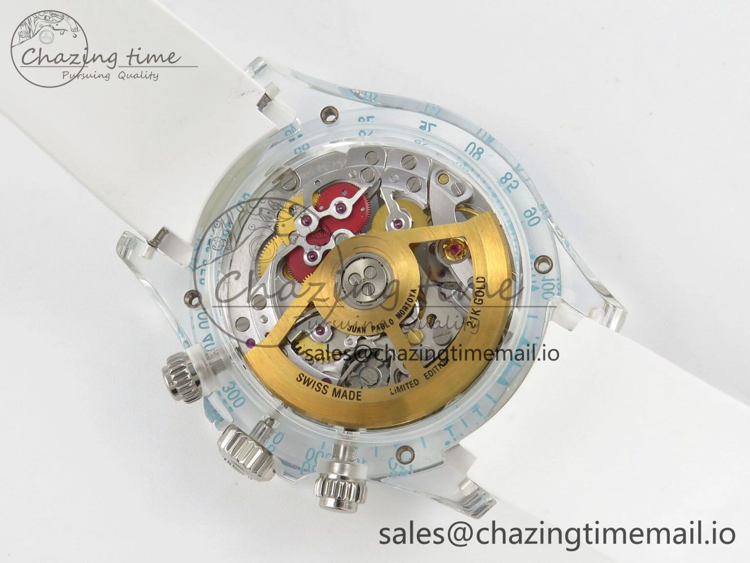 Daytona Aet Remould Transparent SONIC Best Edition Skeleton Dial on White Rubber Strap SA Bright 183