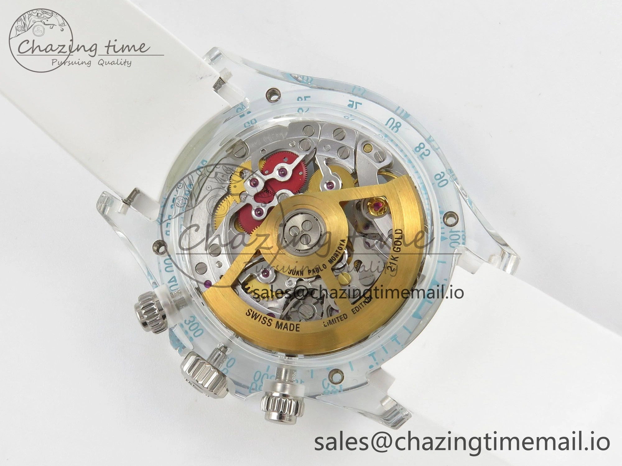 Daytona Aet Remould Transparent SONIC Best Edition Skeleton Dial on White Rubber Strap SA Bright 183