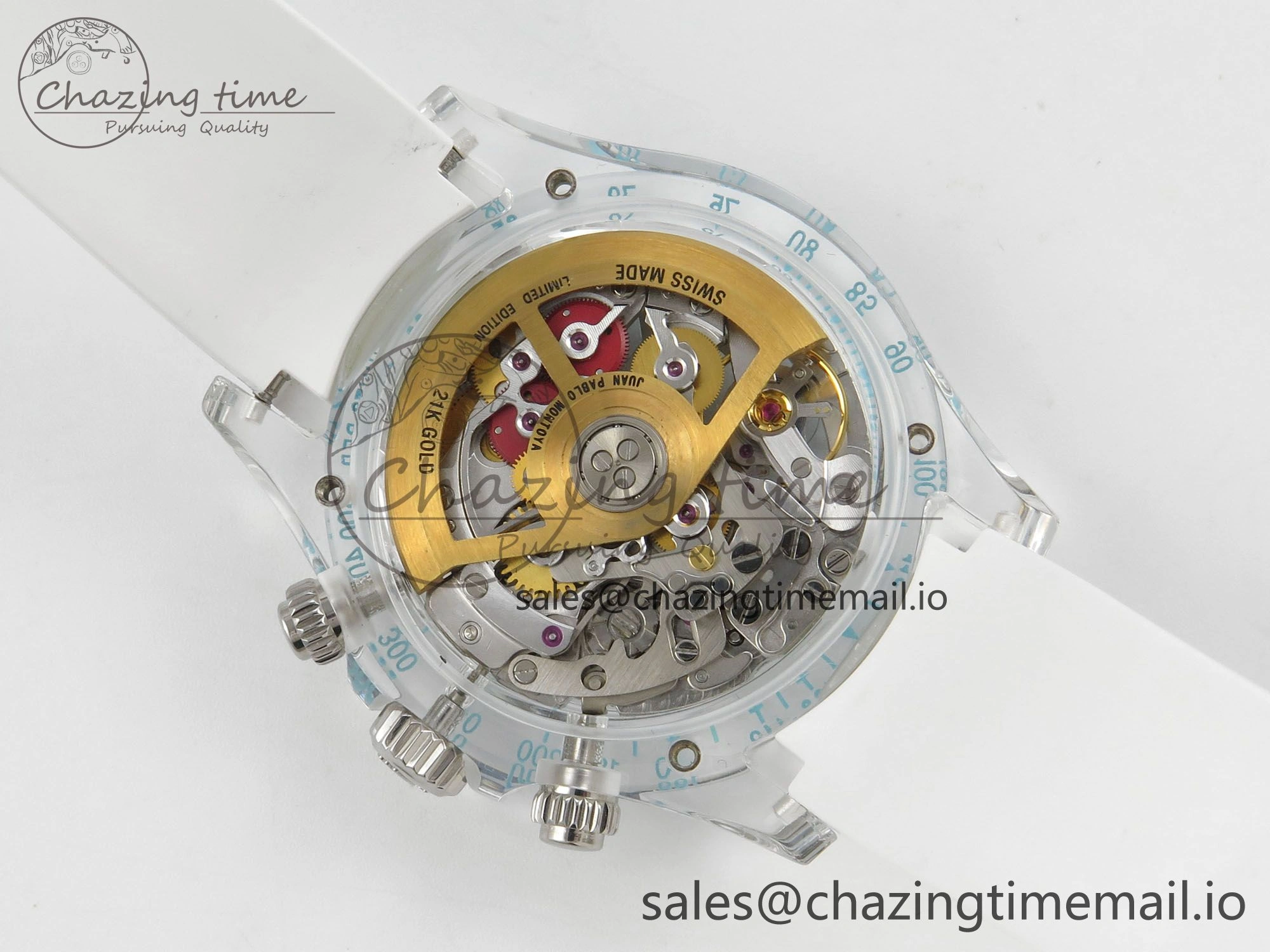 Daytona Aet Remould Transparent SONIC Best Edition Skeleton Dial on White Rubber Strap SA Bright 183