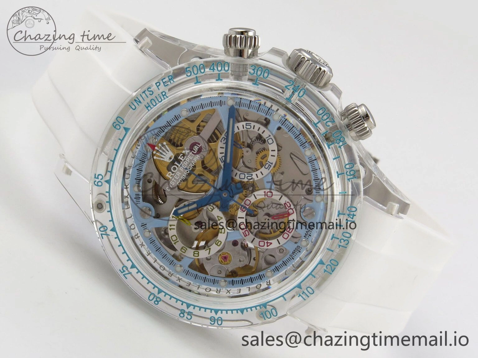 Daytona Aet Remould Transparent SONIC Best Edition Skeleton Dial on White Rubber Strap SA Bright 183