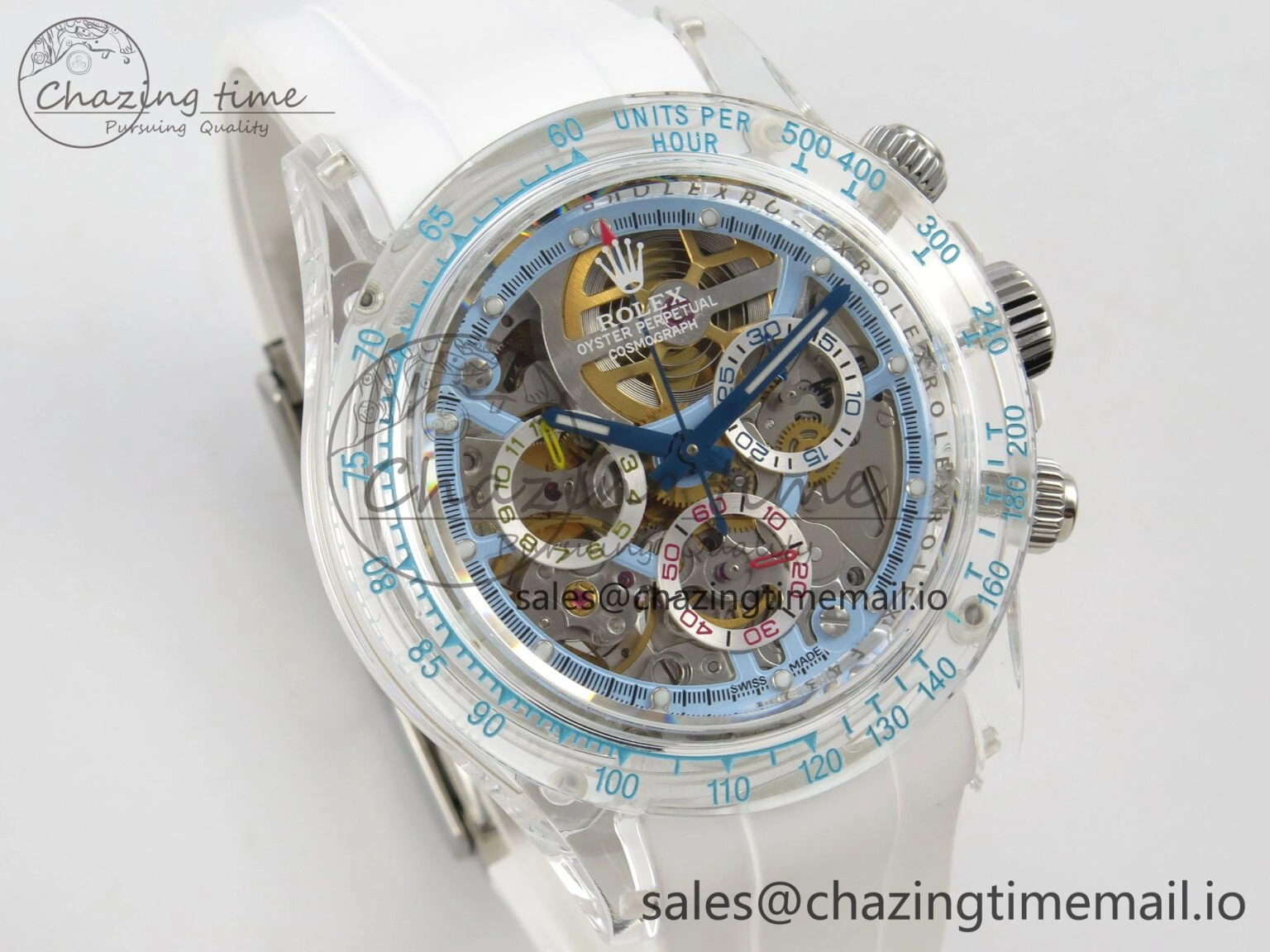 Daytona Aet Remould Transparent SONIC Best Edition Skeleton Dial on White Rubber Strap SA Bright 183