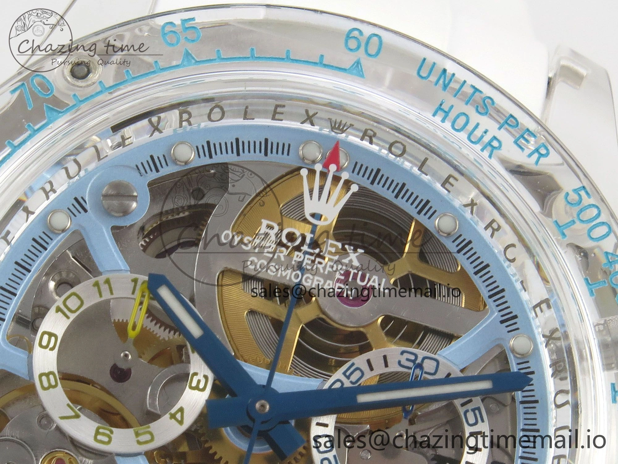 Daytona Aet Remould Transparent SONIC Best Edition Skeleton Dial on White Rubber Strap SA Bright 183