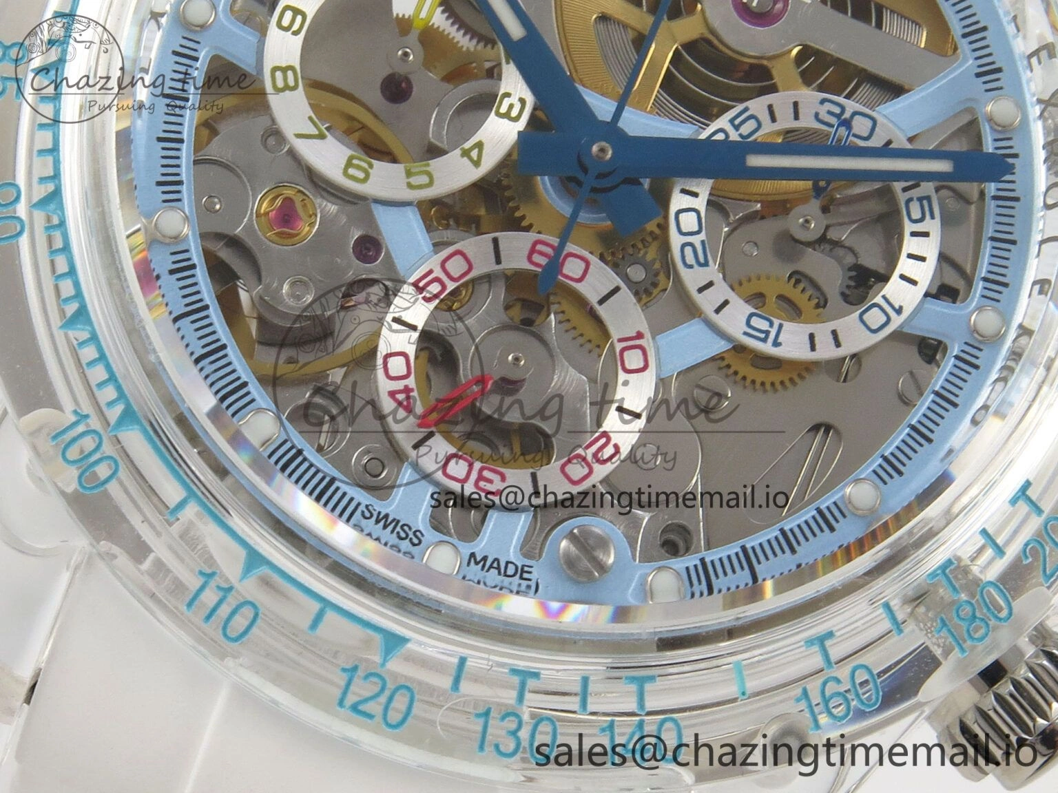 Daytona Aet Remould Transparent SONIC Best Edition Skeleton Dial on White Rubber Strap SA Bright 183