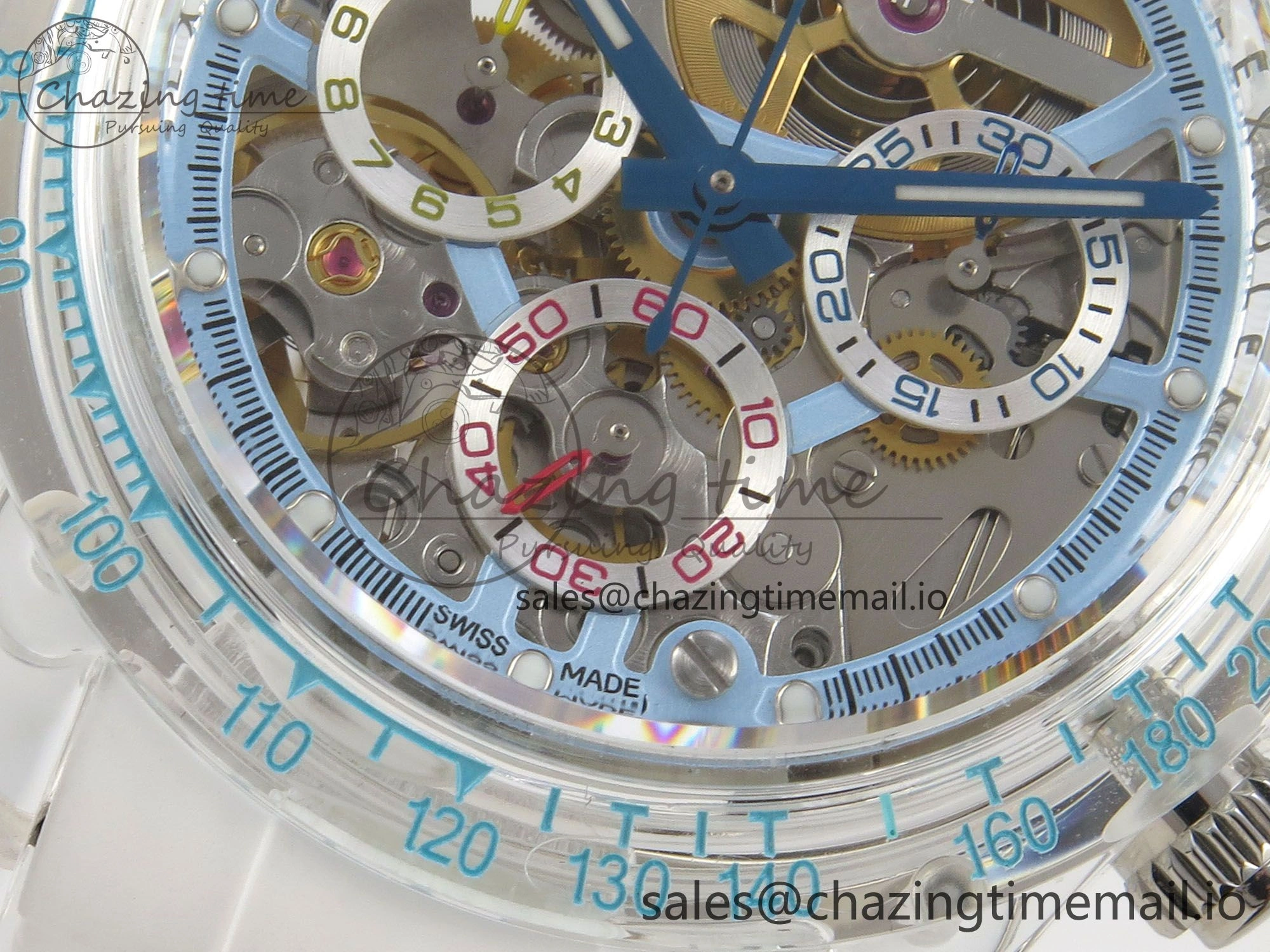 Daytona Aet Remould Transparent SONIC Best Edition Skeleton Dial on White Rubber Strap SA Bright 183