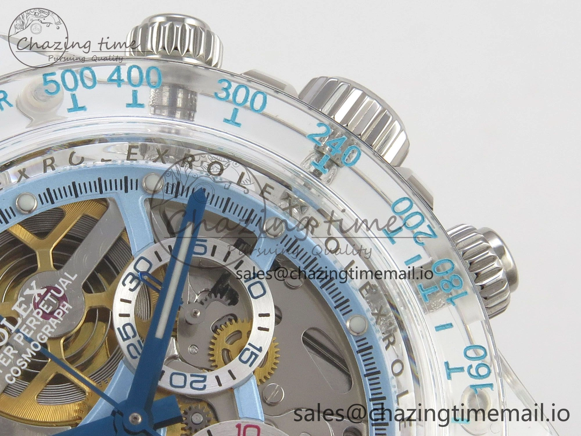 Daytona Aet Remould Transparent SONIC Best Edition Skeleton Dial on White Rubber Strap SA Bright 183