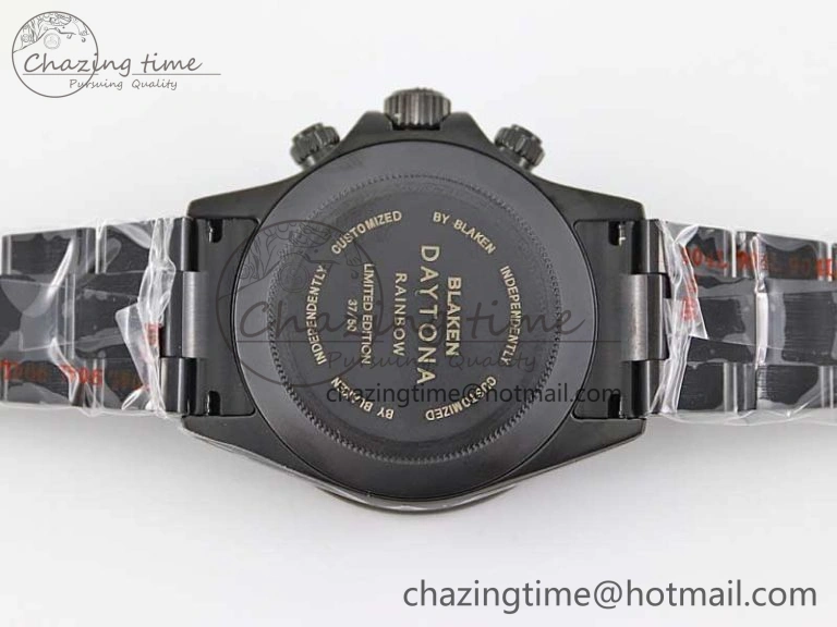 Practical Daytona All Black PVD TWF Best Edition Purple Diamonds Bezel Black Dial on PVD Bracelet SA 2446