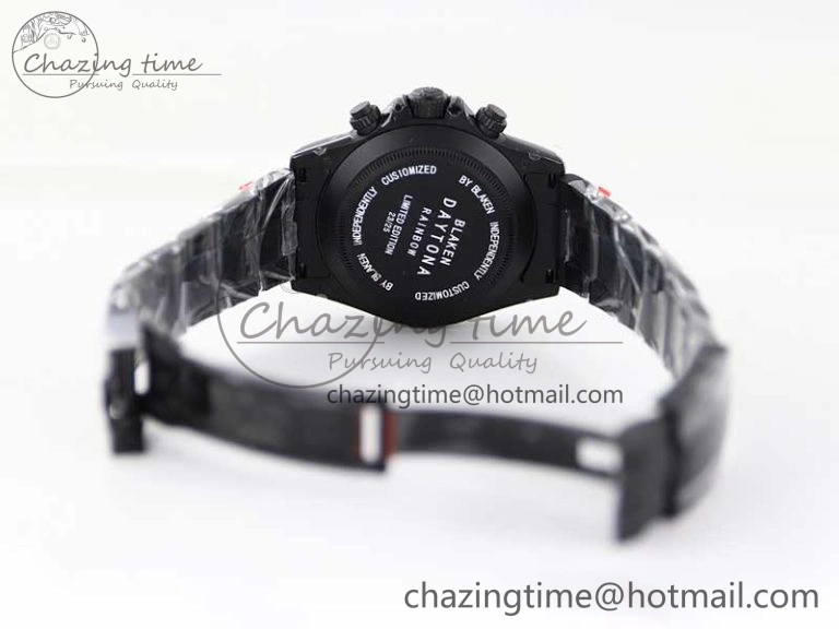 Daytona All Black PVD TWF Best Edition Rainbow Diamonds Bezel Black Dial on PVD Bracelet A Chic 2449