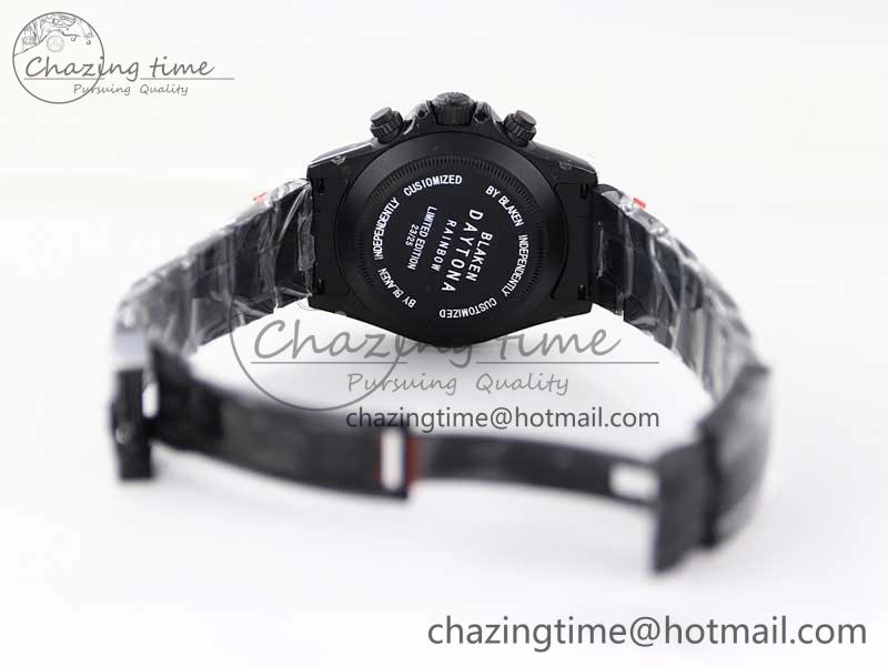 Daytona All Black PVD TWF Best Edition Rainbow Diamonds Bezel Black Dial on PVD Bracelet A Chic 2449