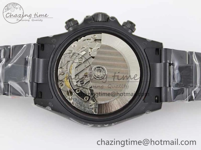 Daytona All Black PVD TWF Best Edition Rainbow Diamonds Bezel Black Dial on PVD Bracelet A Chic 2449