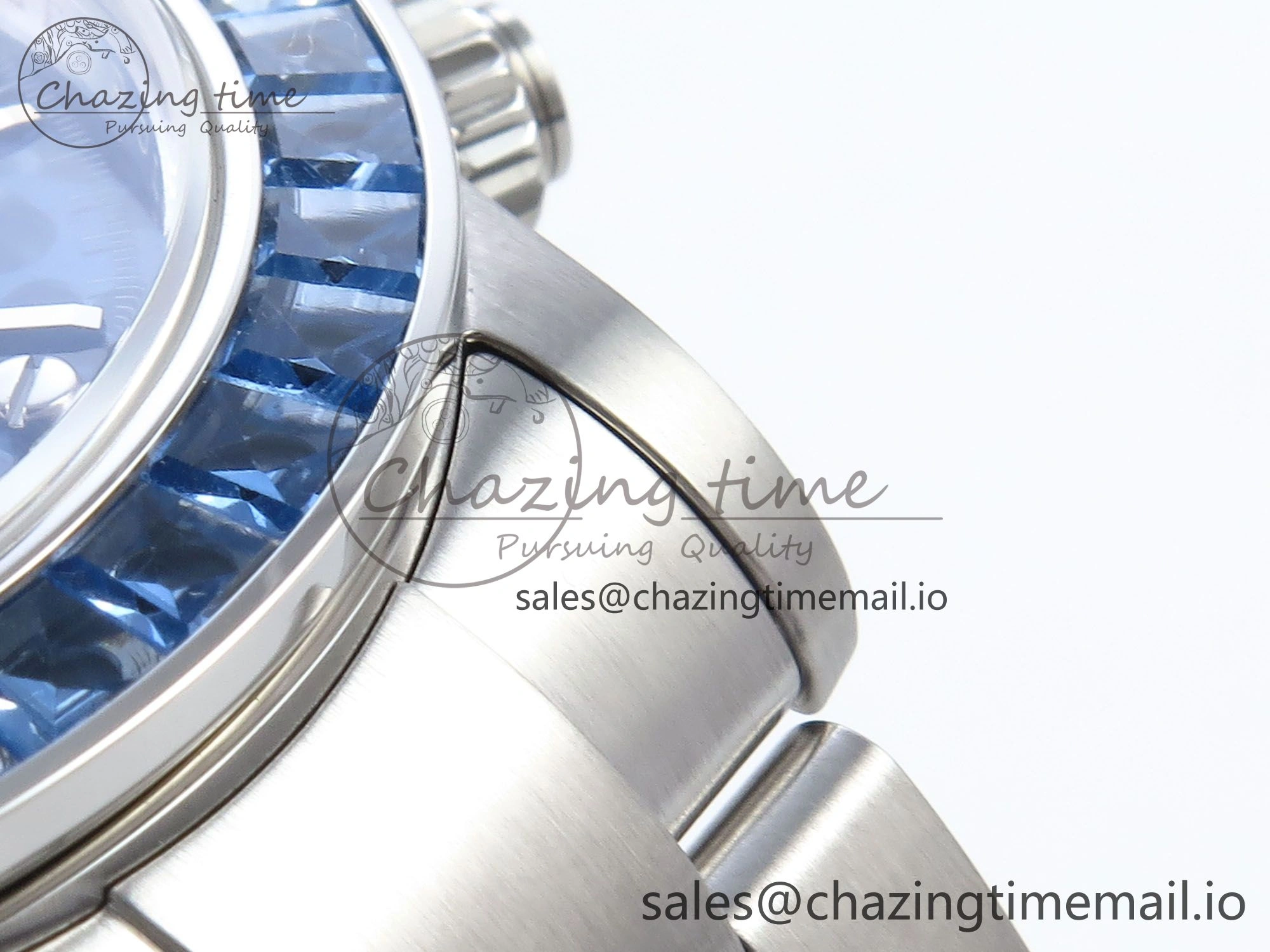 Packable Daytona Artisans SS GETF Best Edition Blue Skeleton Dial Diamonds Bezel on SS Bracelet DD 371