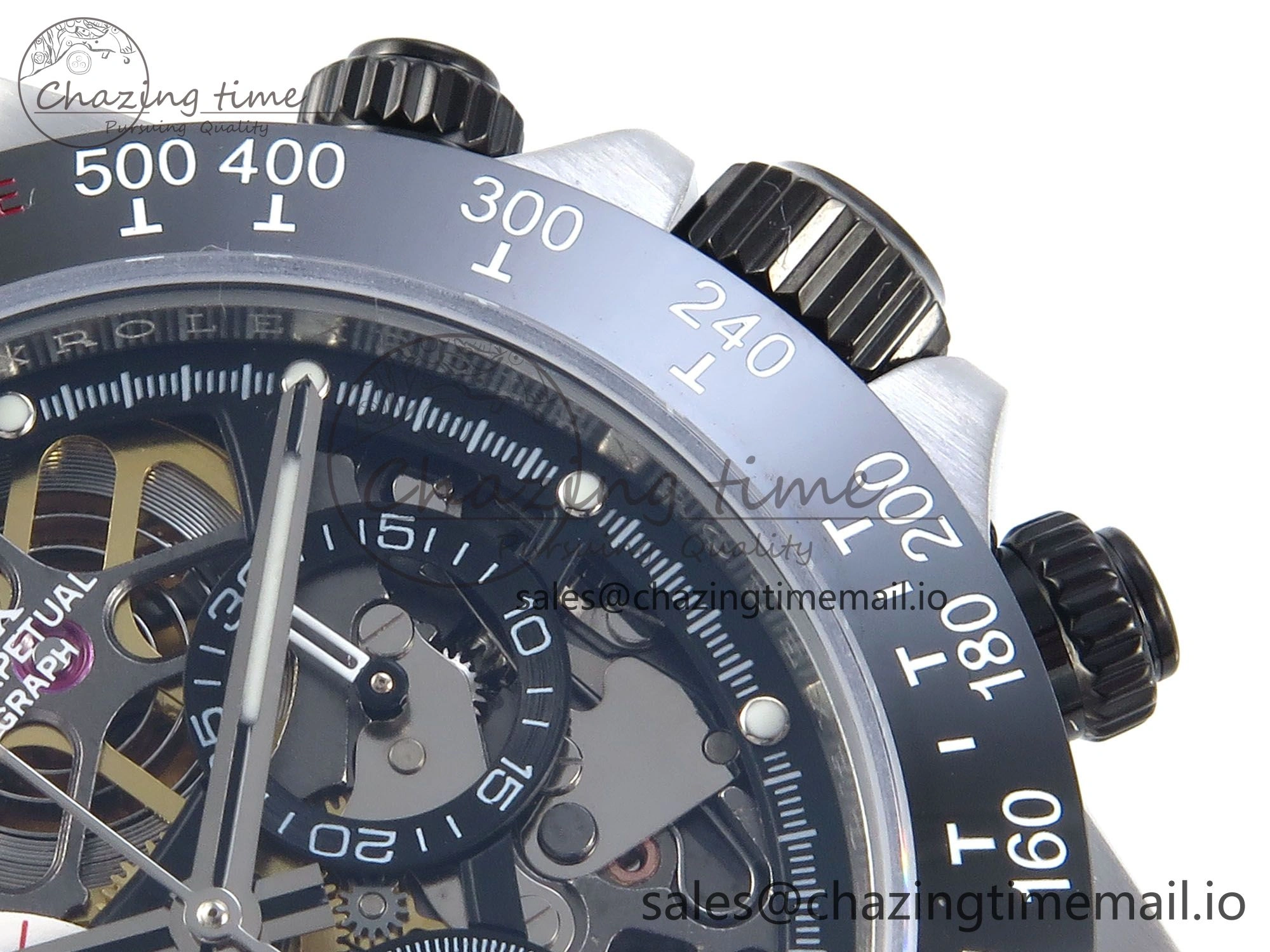 Packable Daytona Artisans SS GETF Best Edition Skeleton Dial Black Ceramic Bezel on SS Bracelet DD 368