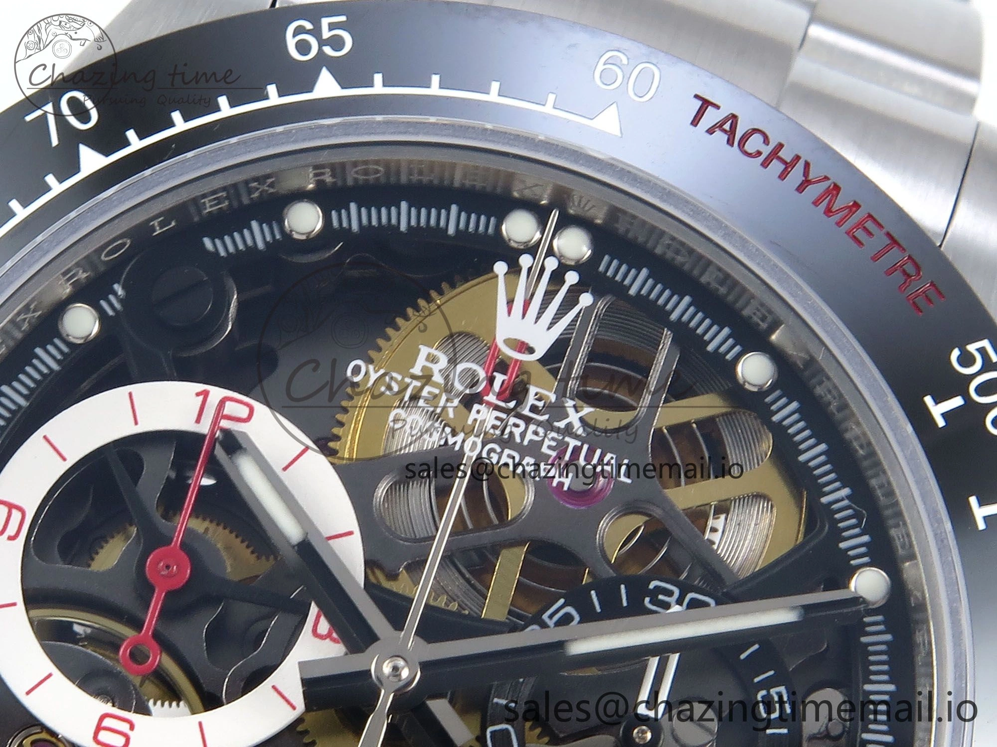Packable Daytona Artisans SS GETF Best Edition Skeleton Dial Black Ceramic Bezel on SS Bracelet DD 368