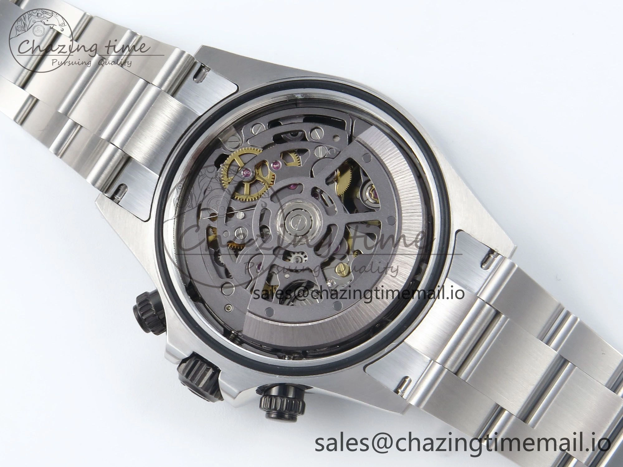 Packable Daytona Artisans SS GETF Best Edition Skeleton Dial Black Ceramic Bezel on SS Bracelet DD 368