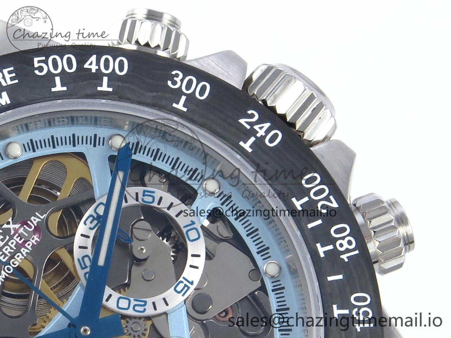 Fashionable Daytona Artisans SS GETF Best Edition Skeleton Dial Carbon Bezel on SS Bracelet DD 369