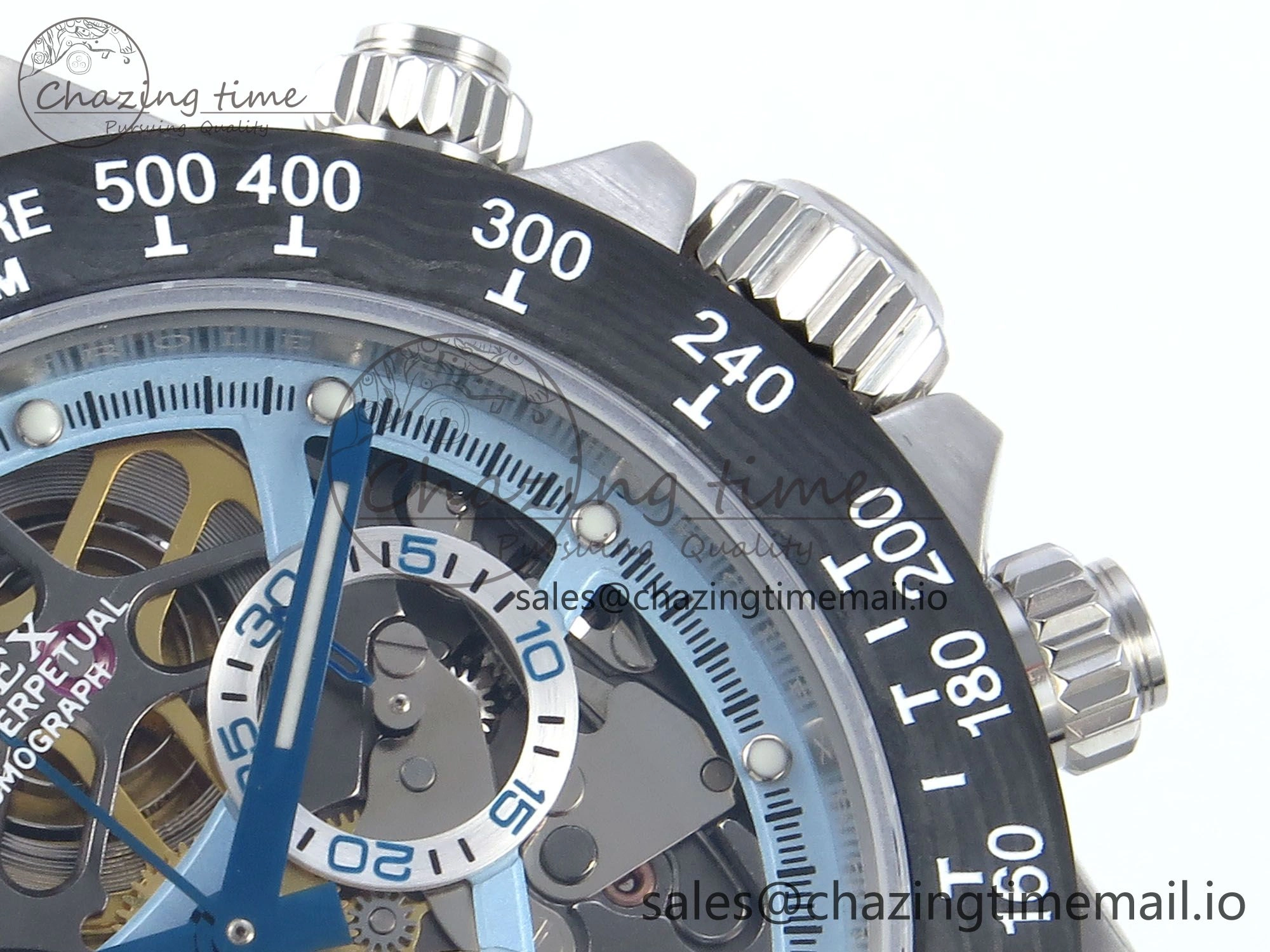 Fashionable Daytona Artisans SS GETF Best Edition Skeleton Dial Carbon Bezel on SS Bracelet DD 369