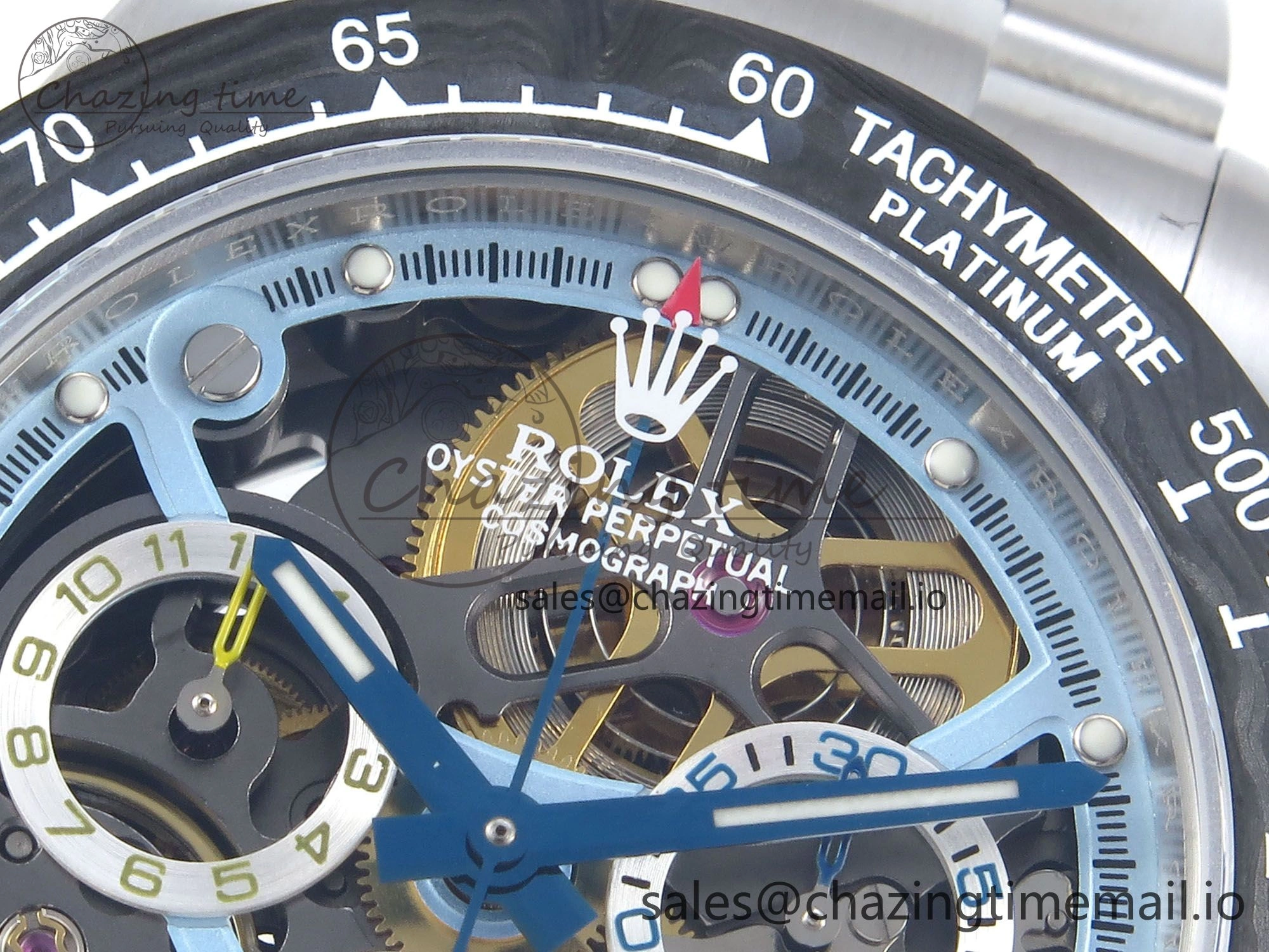 Fashionable Daytona Artisans SS GETF Best Edition Skeleton Dial Carbon Bezel on SS Bracelet DD 369