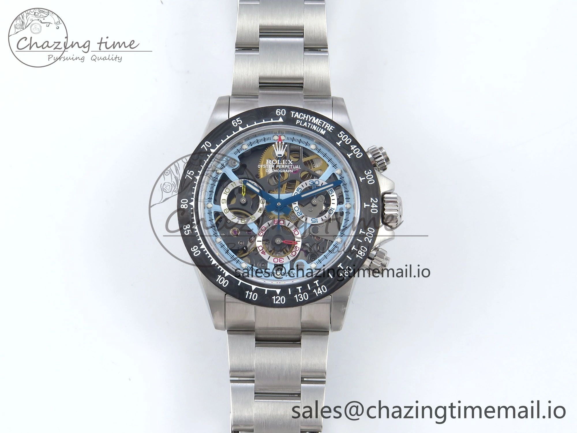 Fashionable Daytona Artisans SS GETF Best Edition Skeleton Dial Carbon Bezel on SS Bracelet DD 369