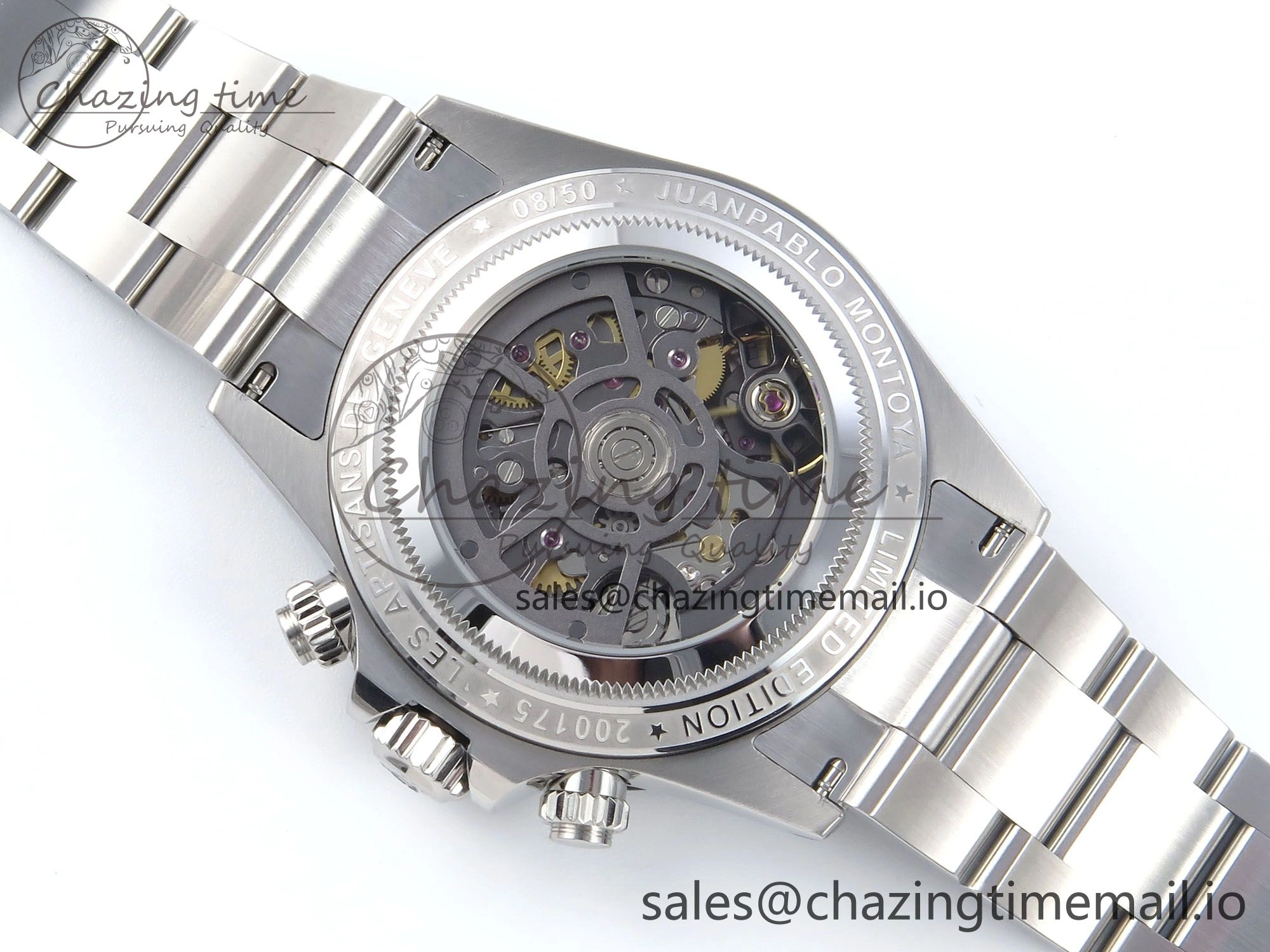 Fashionable Daytona Artisans SS GETF Best Edition Skeleton Dial Carbon Bezel on SS Bracelet DD 369