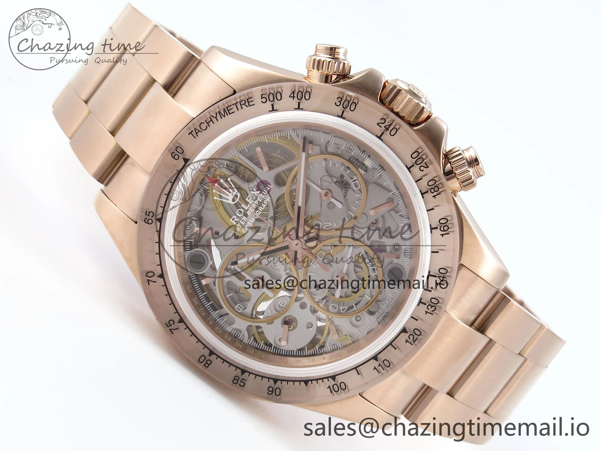 Daytona Artisans Skeleton RG ADGF Best Edition Skeleton Dial RG Bezel on RG Oyster Bracelet SA Sporty 494