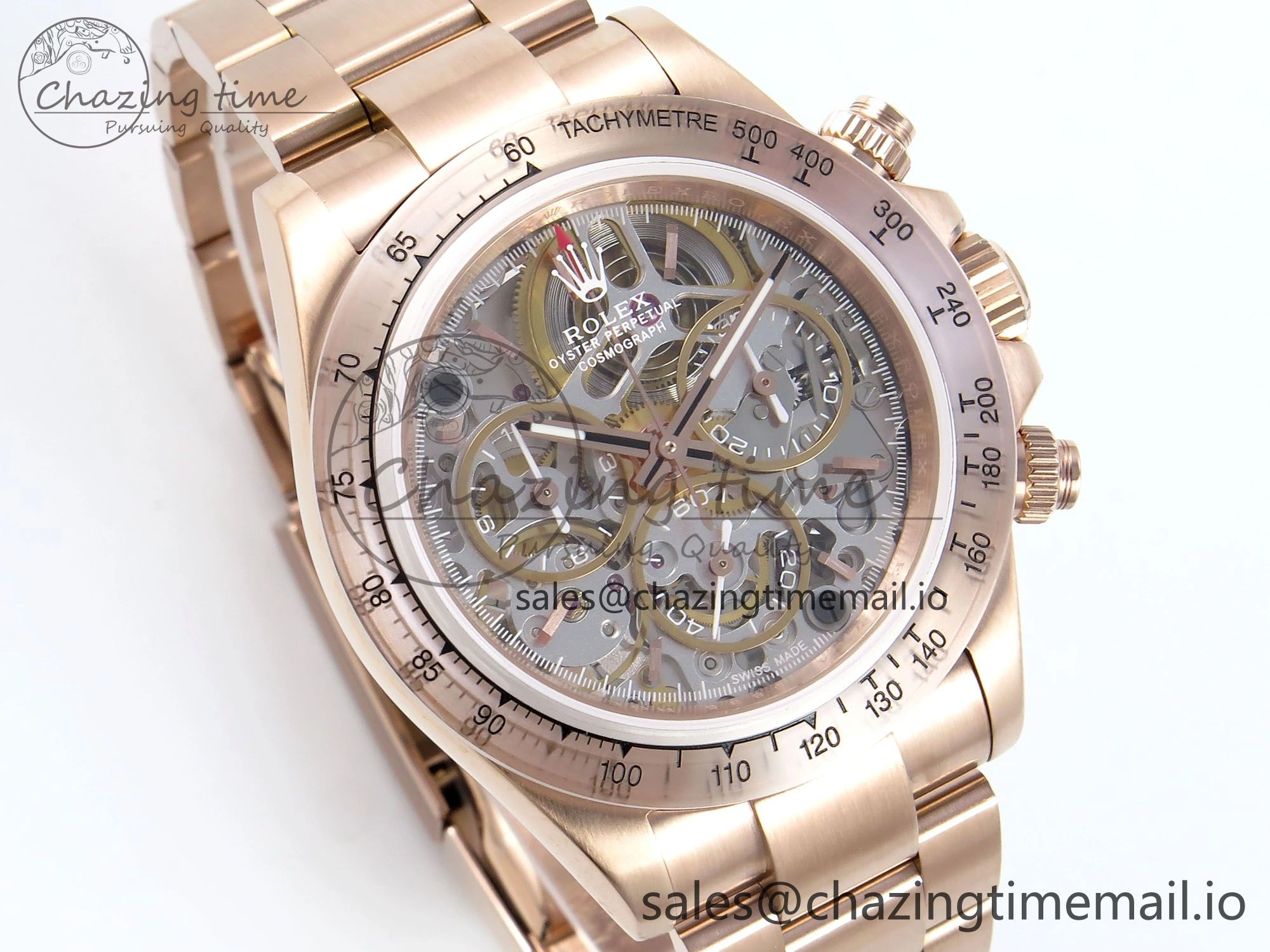 Daytona Artisans Skeleton RG ADGF Best Edition Skeleton Dial RG Bezel on RG Oyster Bracelet SA Sporty 494
