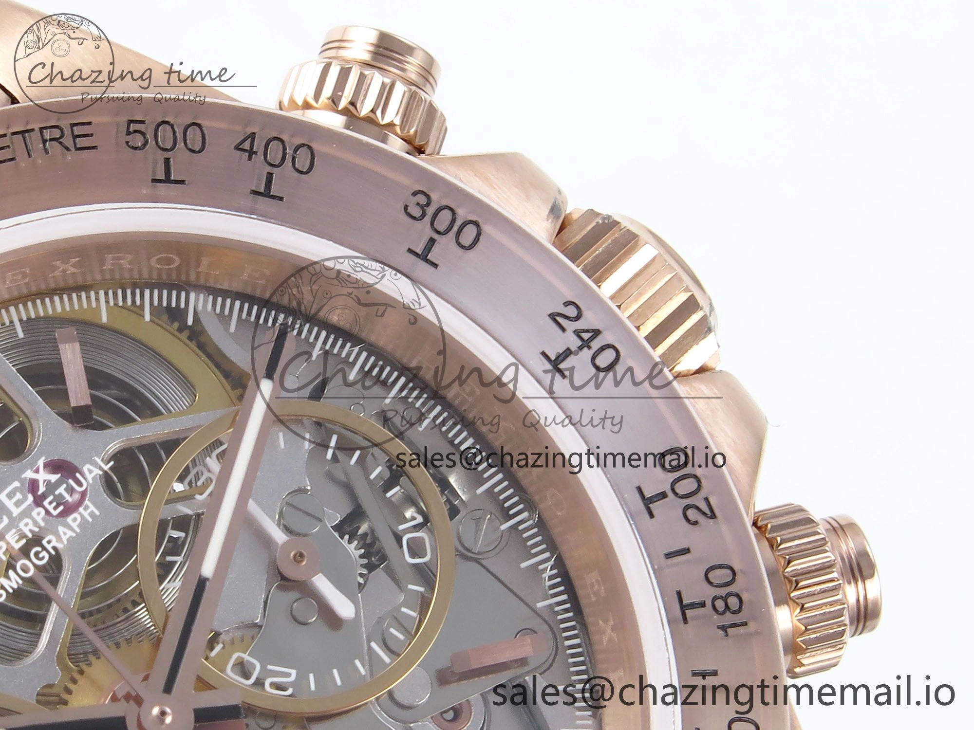Daytona Artisans Skeleton RG ADGF Best Edition Skeleton Dial RG Bezel on RG Oyster Bracelet SA Sporty 494