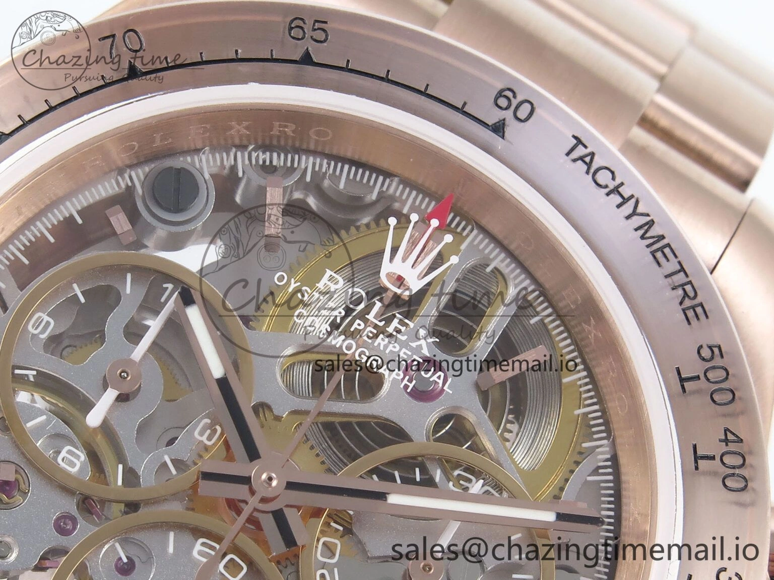 Daytona Artisans Skeleton RG ADGF Best Edition Skeleton Dial RG Bezel on RG Oyster Bracelet SA Sporty 494