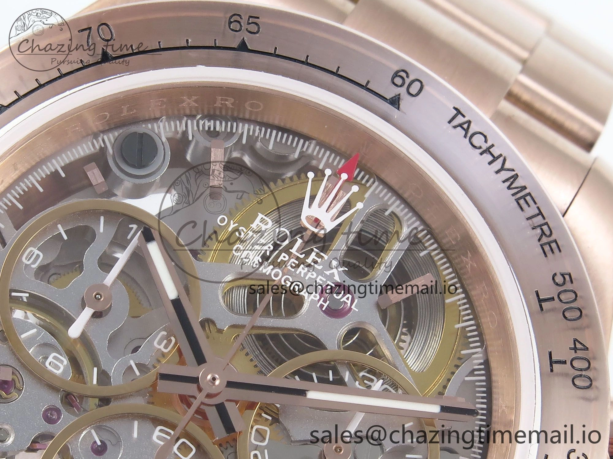 Daytona Artisans Skeleton RG ADGF Best Edition Skeleton Dial RG Bezel on RG Oyster Bracelet SA Sporty 494