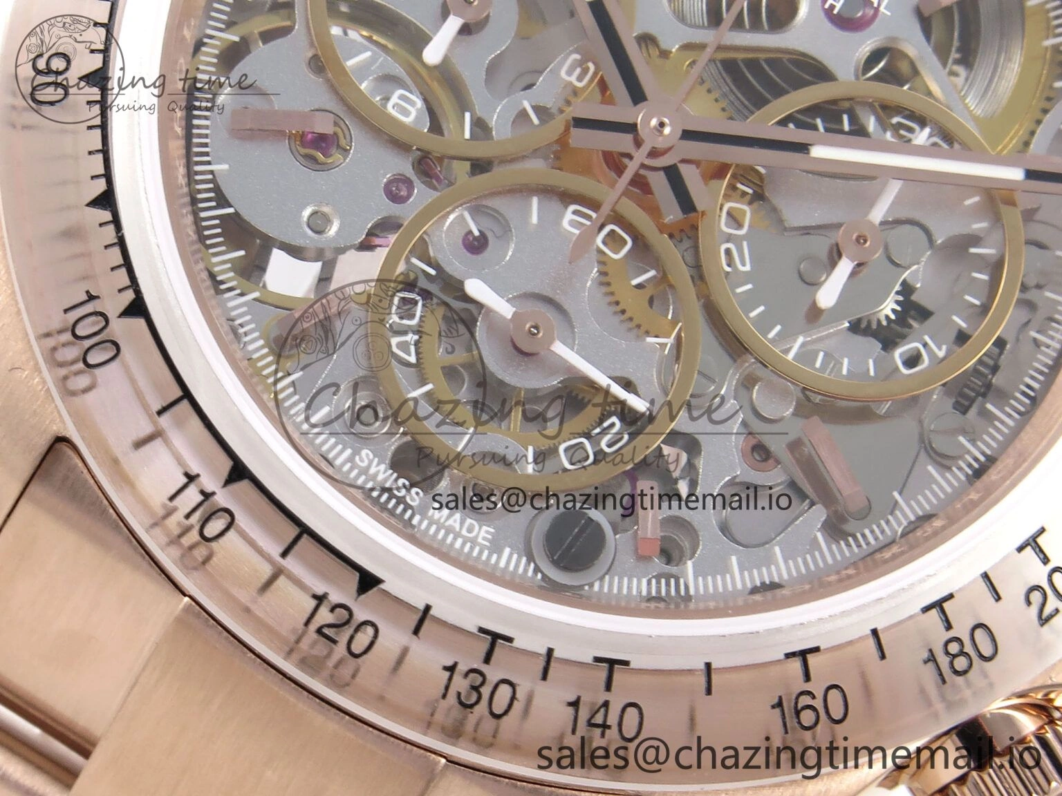 Daytona Artisans Skeleton RG ADGF Best Edition Skeleton Dial RG Bezel on RG Oyster Bracelet SA Sporty 494