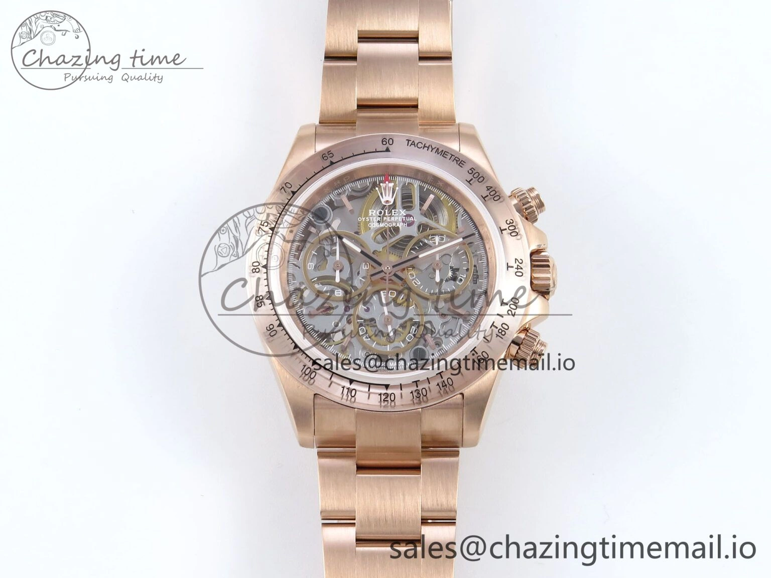 Daytona Artisans Skeleton RG ADGF Best Edition Skeleton Dial RG Bezel on RG Oyster Bracelet SA Sporty 494