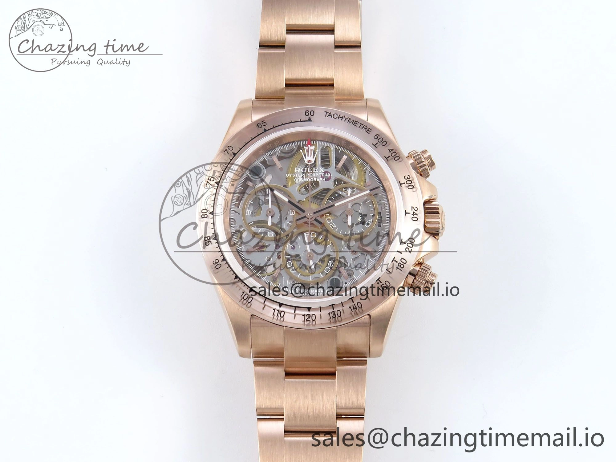 Daytona Artisans Skeleton RG ADGF Best Edition Skeleton Dial RG Bezel on RG Oyster Bracelet SA Sporty 494