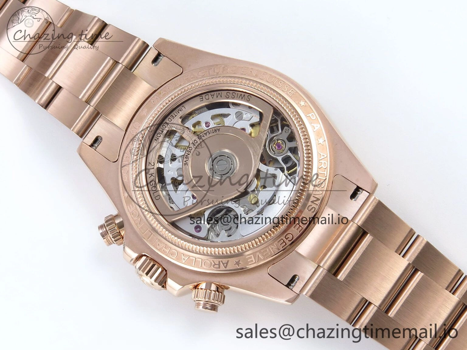 Daytona Artisans Skeleton RG ADGF Best Edition Skeleton Dial RG Bezel on RG Oyster Bracelet SA Sporty 494
