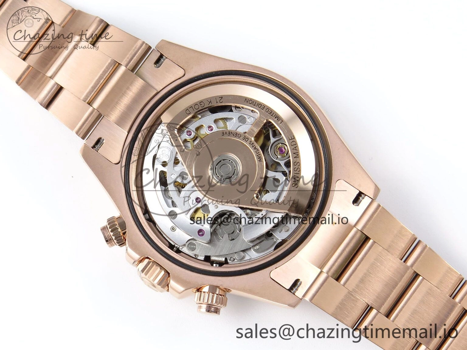 Daytona Artisans Skeleton RG ADGF Best Edition Skeleton Dial RG Bezel on RG Oyster Bracelet SA Sporty 494