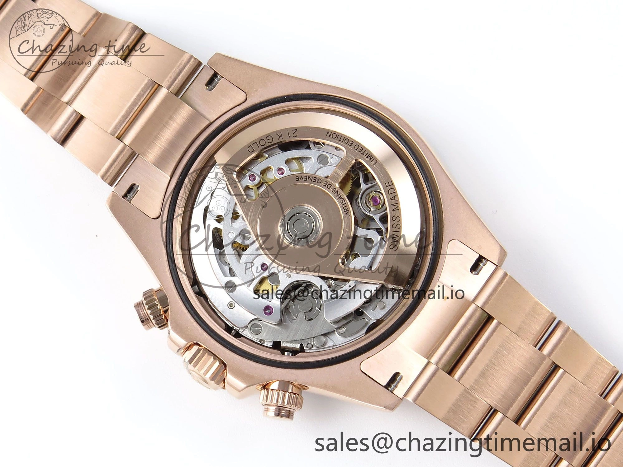 Daytona Artisans Skeleton RG ADGF Best Edition Skeleton Dial RG Bezel on RG Oyster Bracelet SA Sporty 494