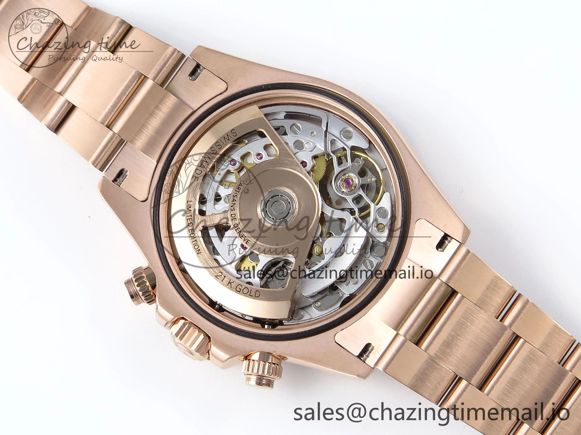 Daytona Artisans Skeleton RG ADGF Best Edition Skeleton Dial RG Bezel on RG Oyster Bracelet SA Sporty 494