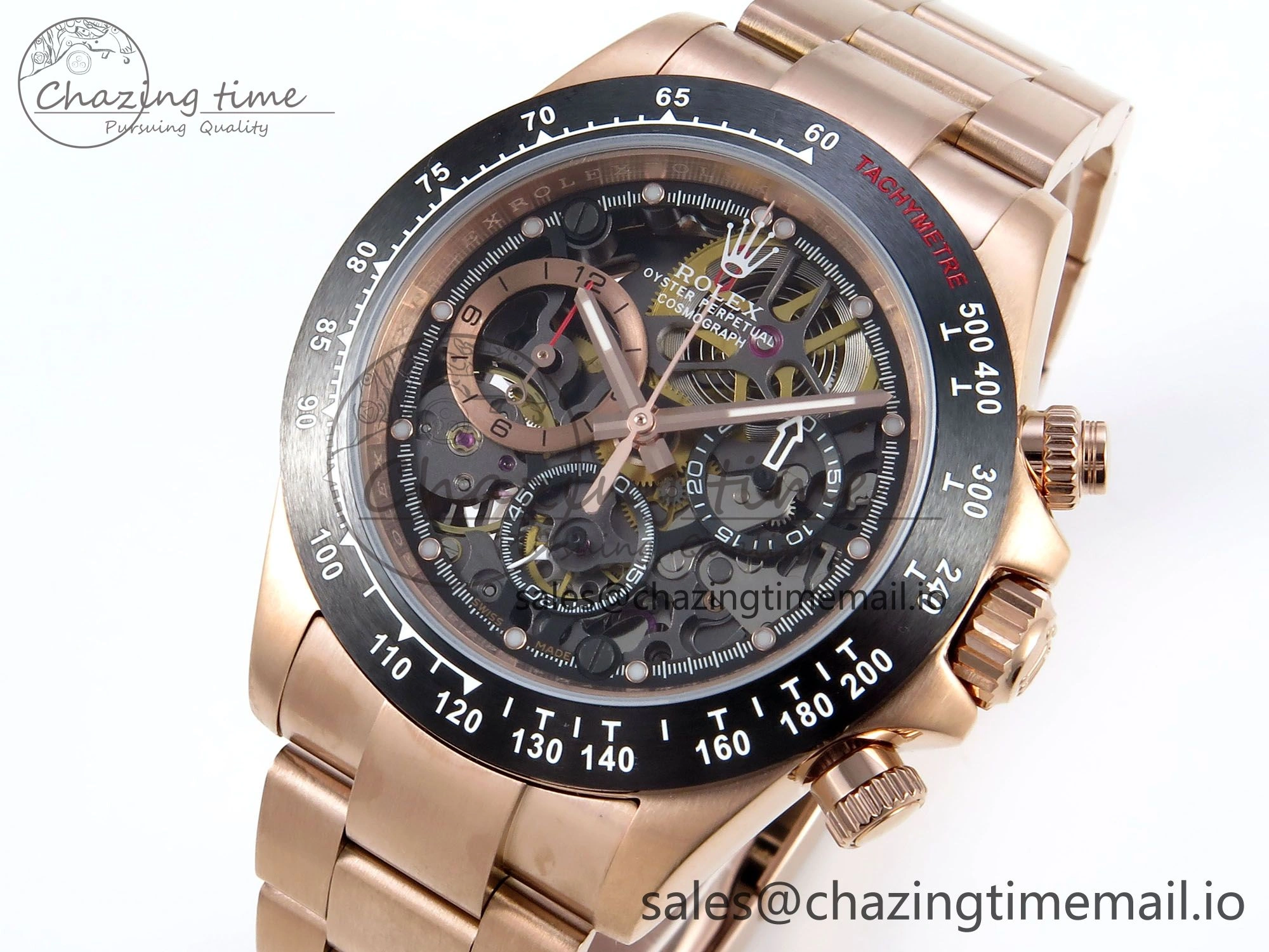 Soft Daytona Artisans Skeleton RG ADGF Best Edition Skeleton Dial on RG Oyster Bracelet SA 752